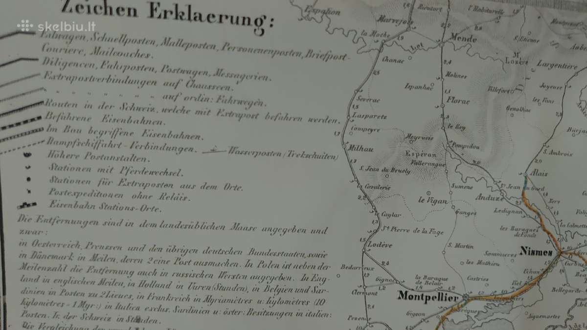 Vokietijos paštų ir kelių žemėlapis 1841 m. - nuotraukos Nr. 7