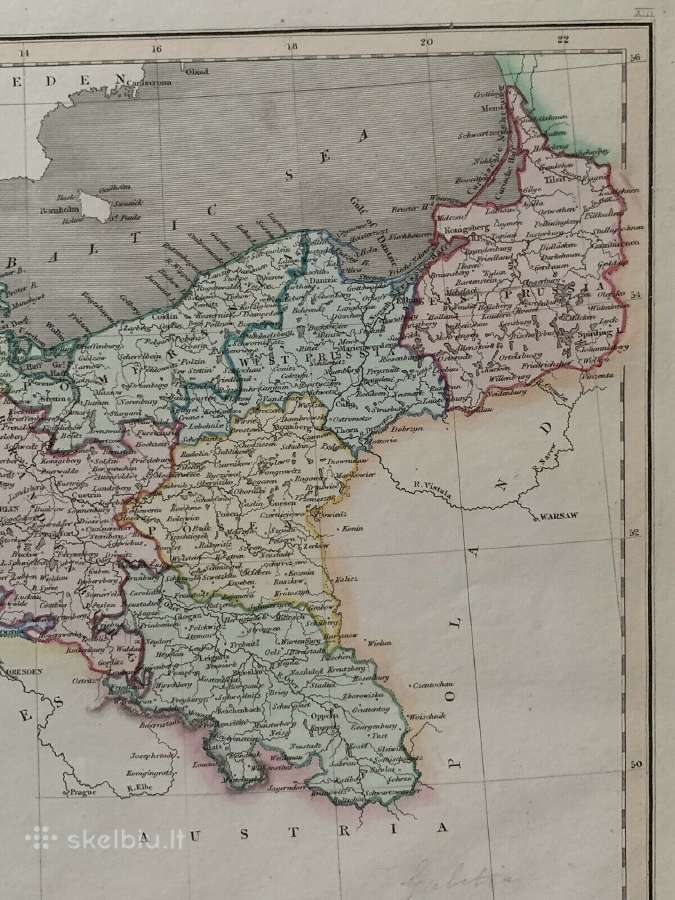1845 m. originalus Prūsijos žemėlapis - nuotraukos Nr. 2