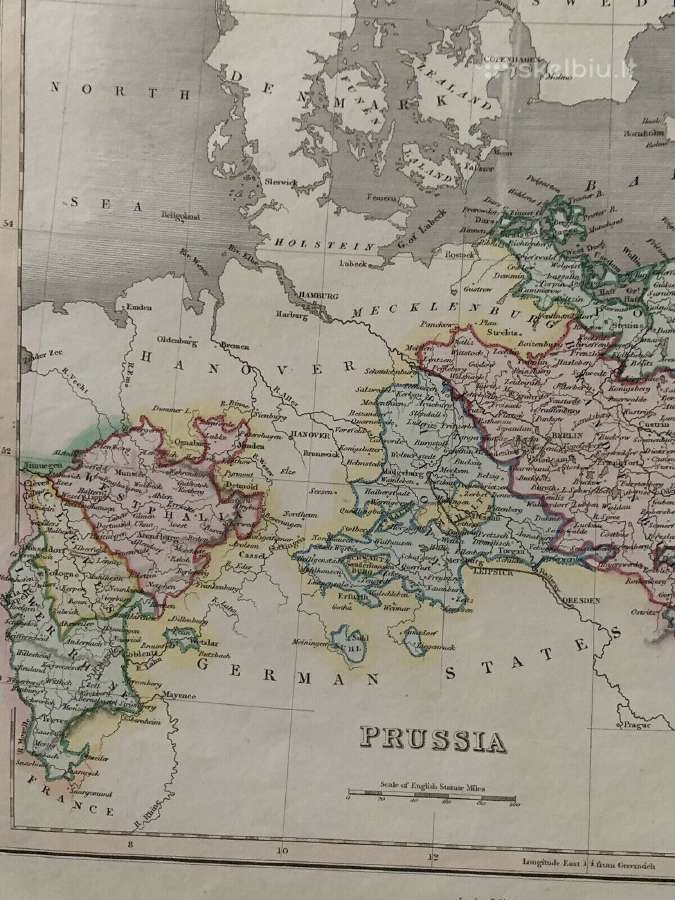 1845 m. originalus Prūsijos žemėlapis - nuotraukos Nr. 3