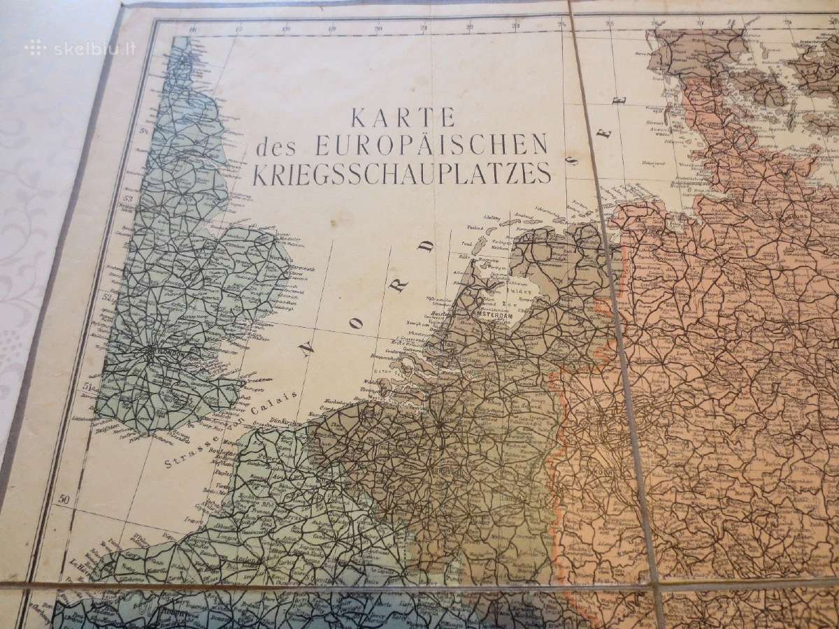 Originalus Europos karo veiksmų žemėlapis - nuotraukos Nr. 3