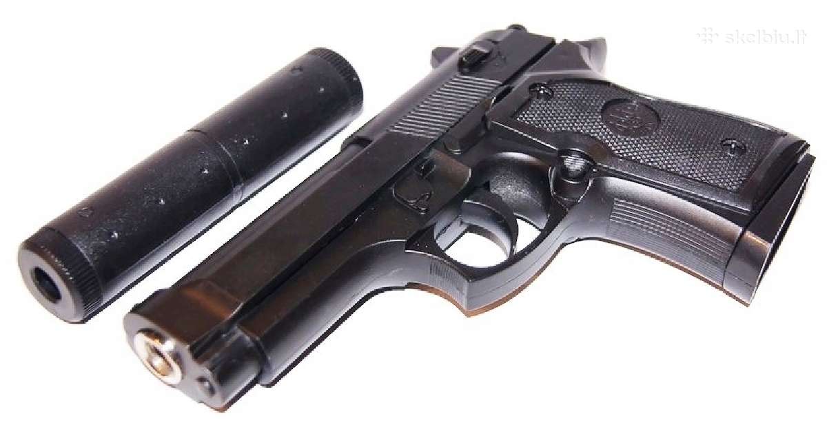 Beretta – Airsoft metalinis pistoletas su duslintu - nuotraukos Nr. 2