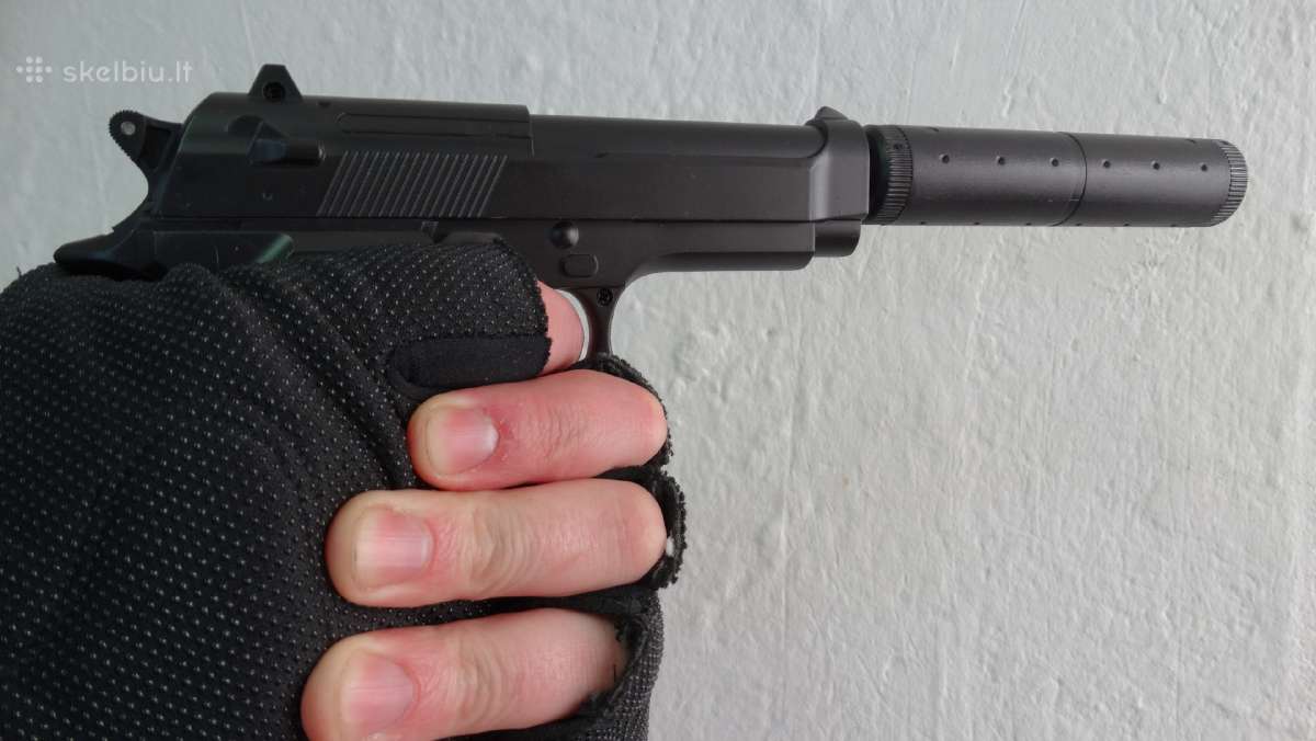 Beretta – Airsoft metalinis pistoletas su duslintu - nuotraukos Nr. 4