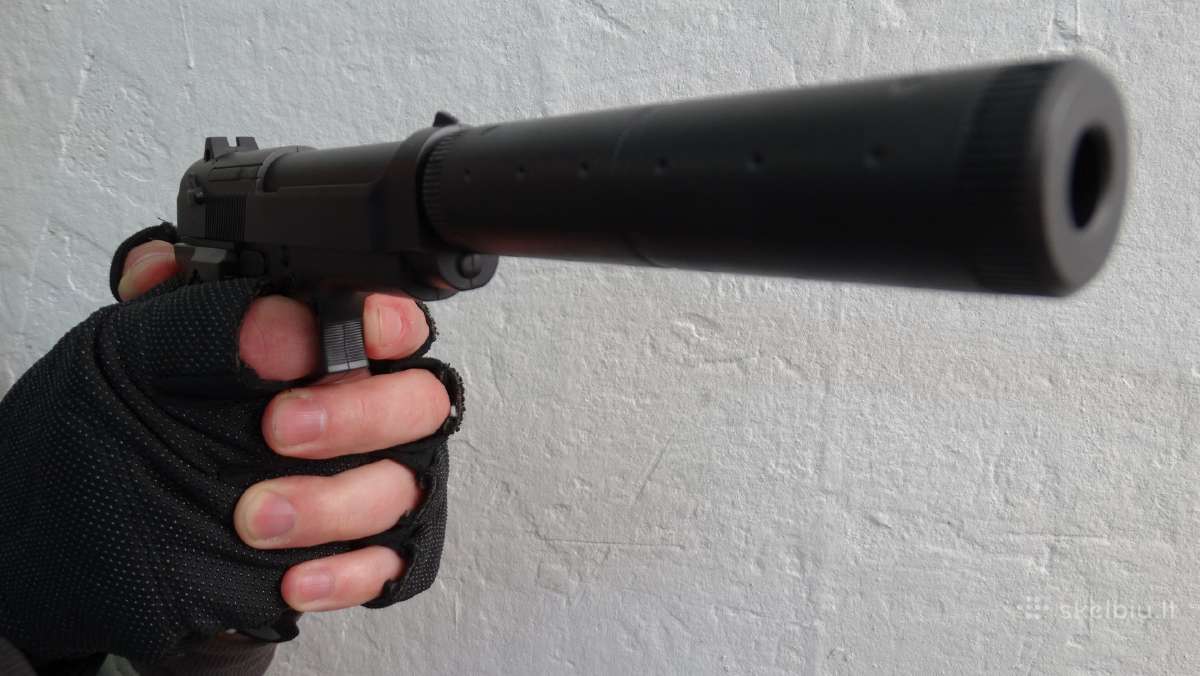 Beretta – Airsoft metalinis pistoletas su duslintu - nuotraukos Nr. 5