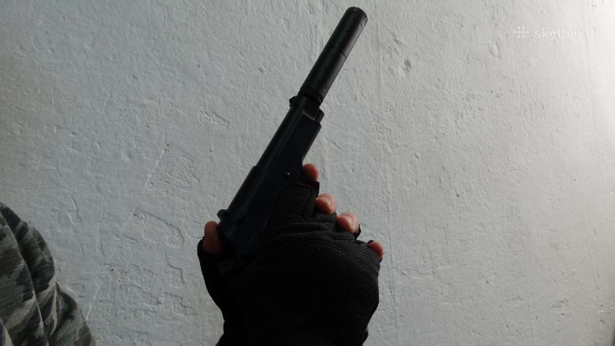 Beretta – Airsoft metalinis pistoletas su duslintu - nuotraukos Nr. 7