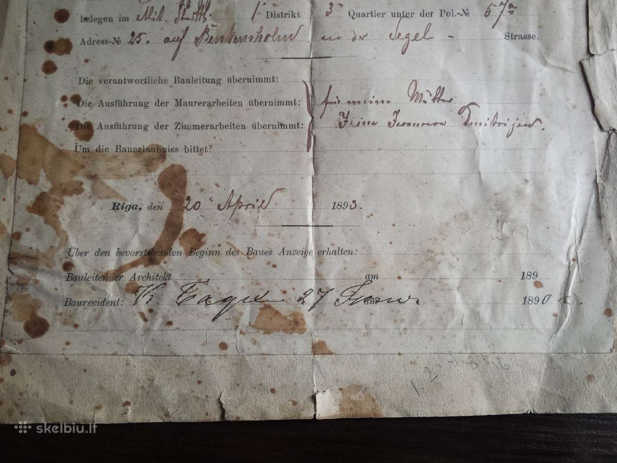 1893 m. pasirašytas dokumentas Rygoje - nuotraukos Nr. 4