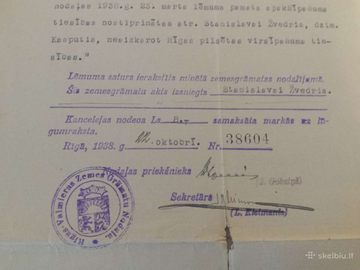 1938 m. dokumentas Ryga - nuotraukos Nr. 4