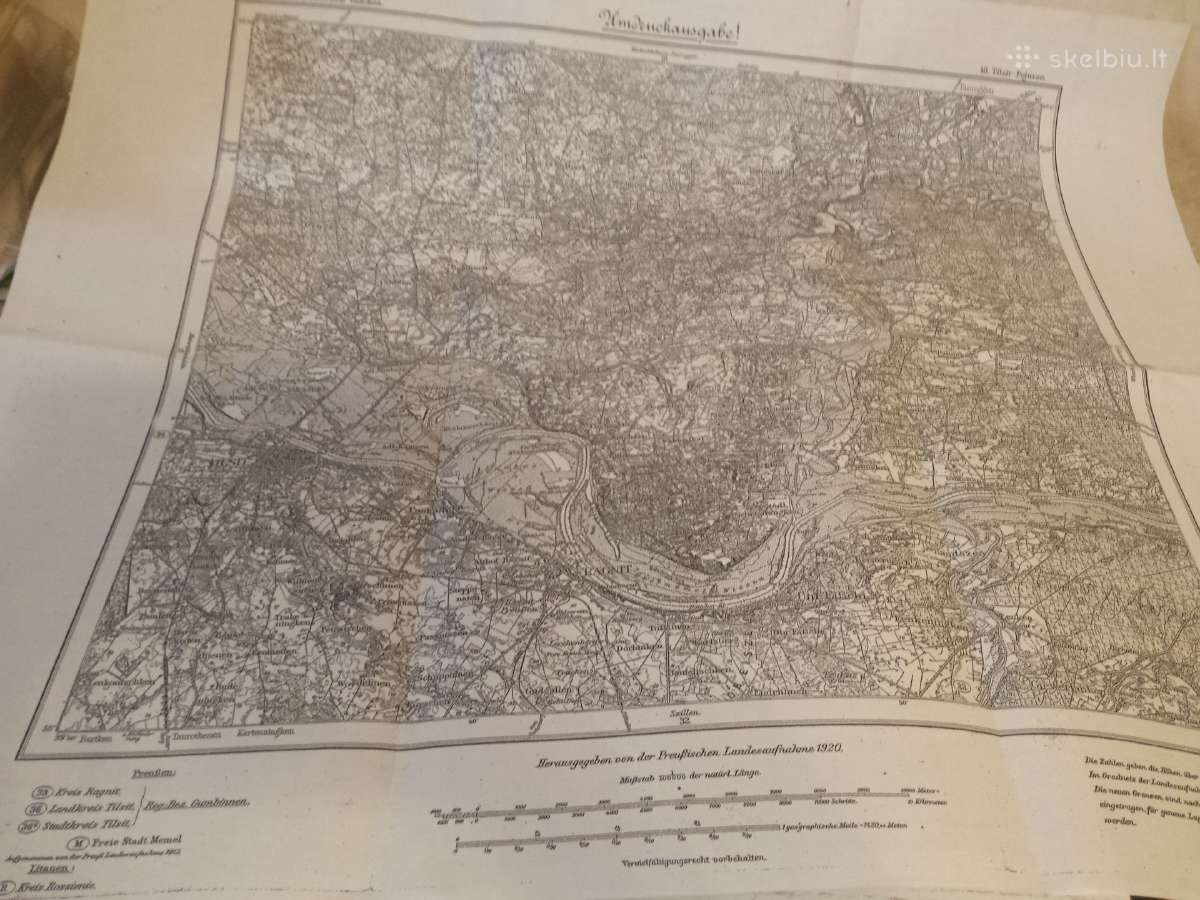 Tilžė Pojuržė žemėlapio kopija 1928 m. - nuotraukos Nr. 2