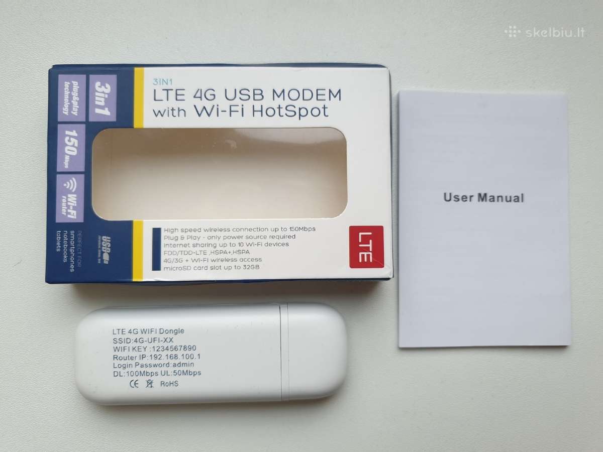 Naujas 3g 4G Lte Usb modemas su Sim kortele - nuotraukos Nr. 5