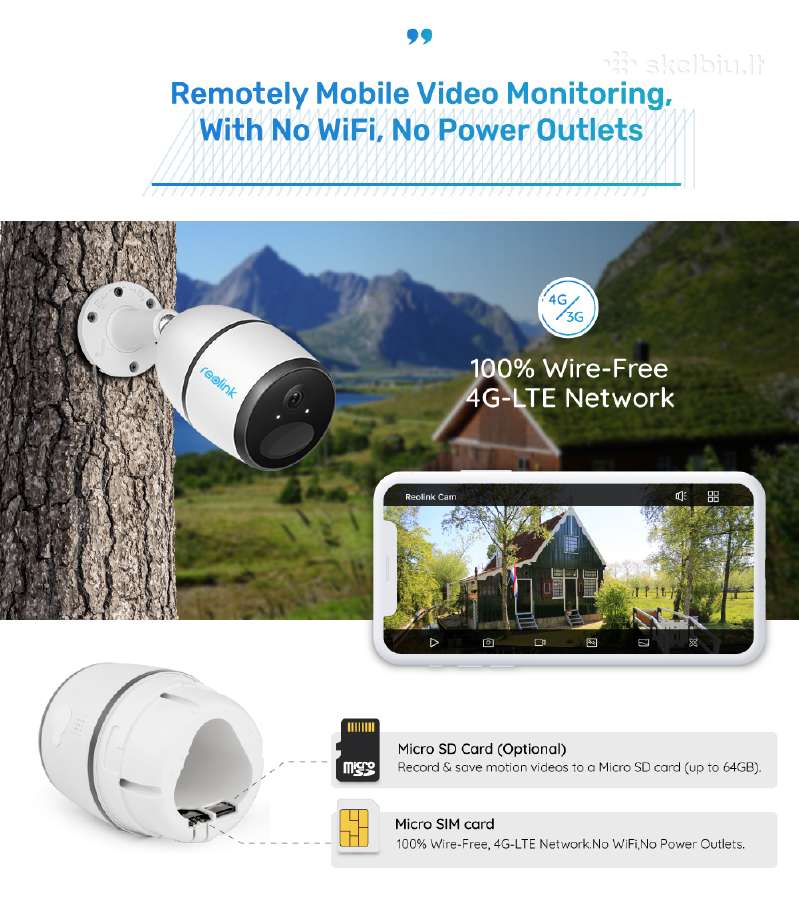 Bevielė lauko kamera Reolink Argus Go Plus 4mp - nuotraukos Nr. 6