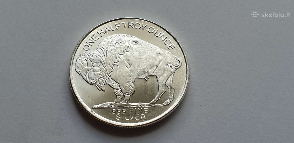 Usa 1/2 Oz moneta,buivolas-indenas , 999 sidabras - nuotraukos Nr. 2