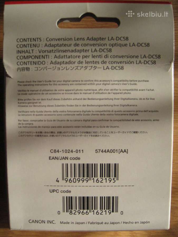 Canon objektyvo adapteris La-dc58 - nuotraukos Nr. 3