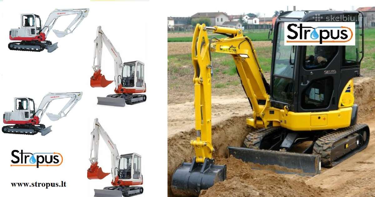 Mini Ekskavatoriaus 3.5t. Paslaugos Polių gręžimas - nuotraukos Nr. 2