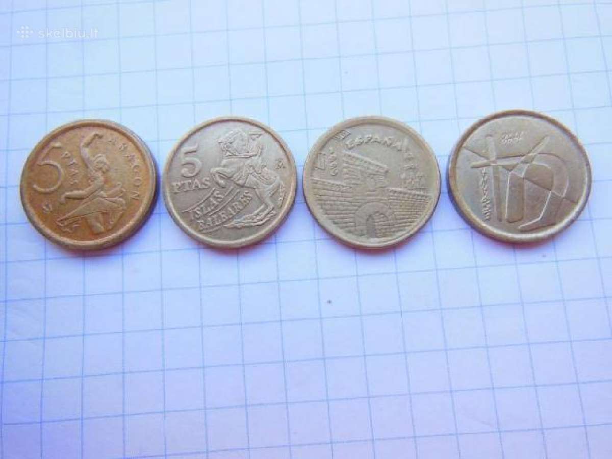 Ispanijos 5 pesetos 4 vnt,2€