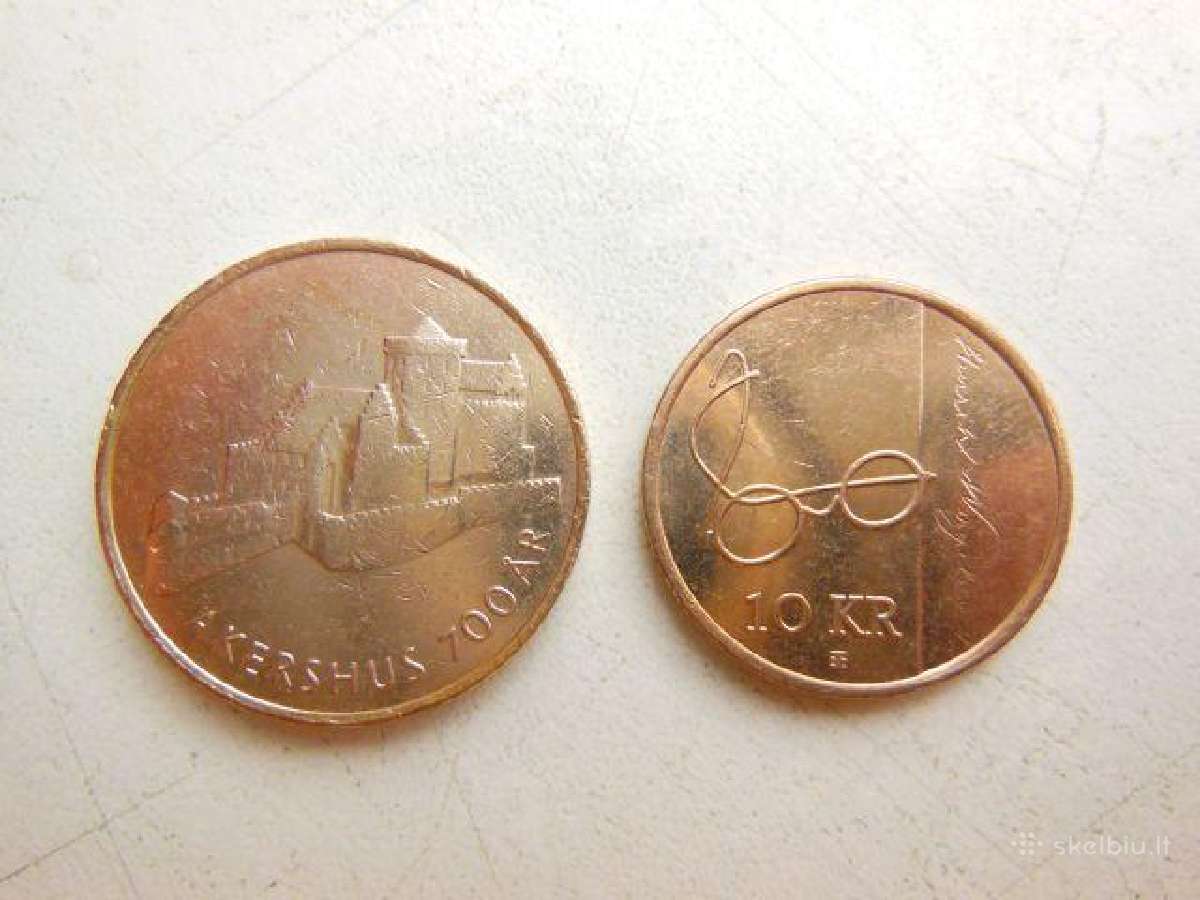 Norvegijos 10 kronu 3€ ir 20 kronu 3.50€
