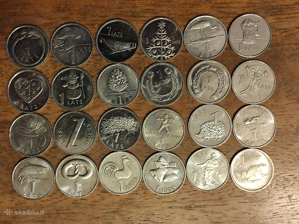 Latvijos latų komplektas 24 vnt.
