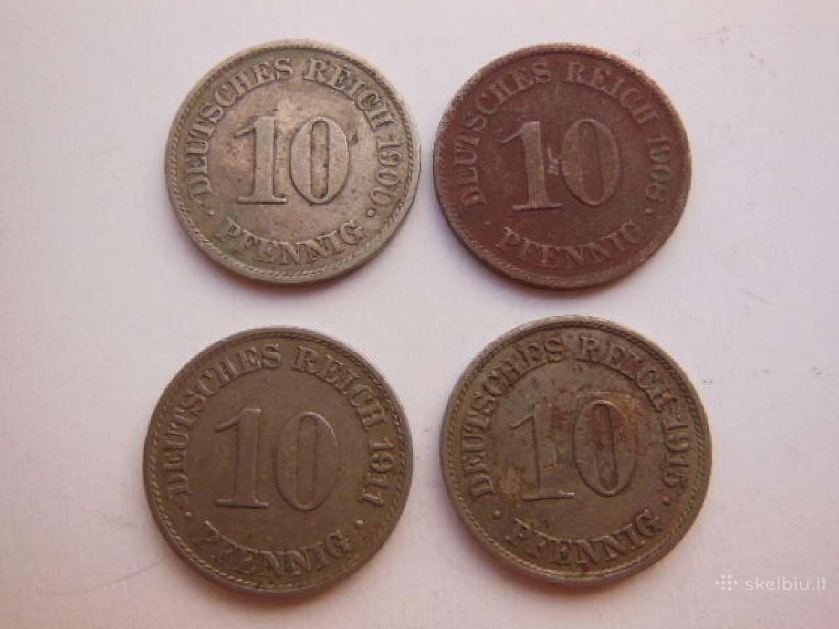 Vokietijos imperija 10 pfenigu rinkinys 3€