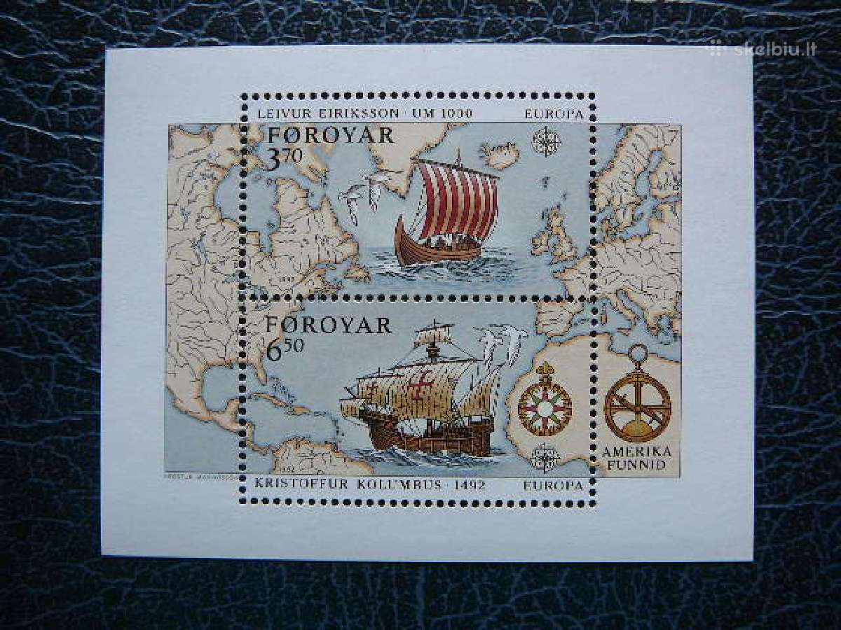 Kolumbas Burlaiviai Europa Farerai 1992 Mnh fr675