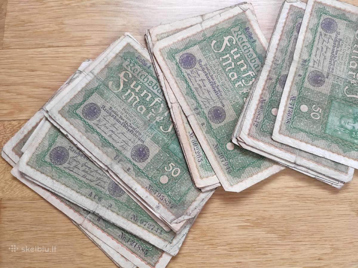 Pigiai 50 vienetų senų vokiškų banknotų (1919m) - nuotraukos Nr. 2