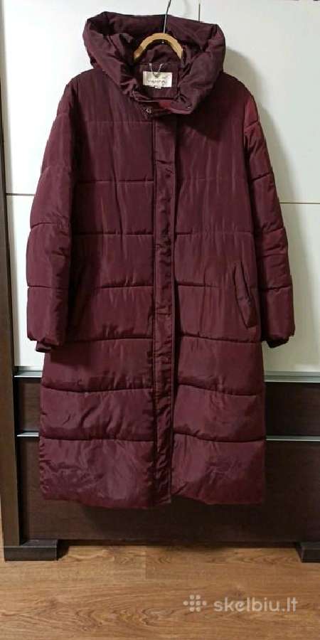 Ilgas bordo spalvos paltas (l/XL dydis)