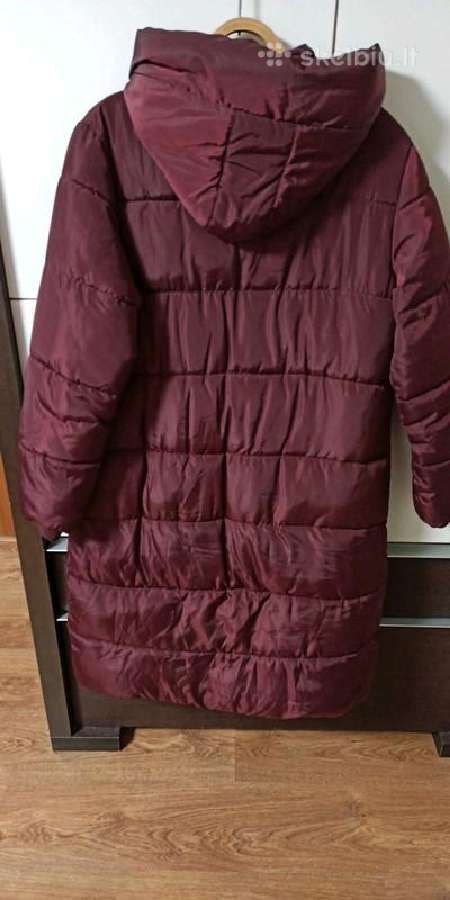 Ilgas bordo spalvos paltas (l/XL dydis) - nuotraukos Nr. 3