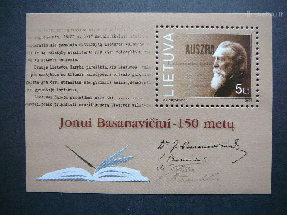 Lietuva 2001 J. Basanavicius blokas svarus lit779s