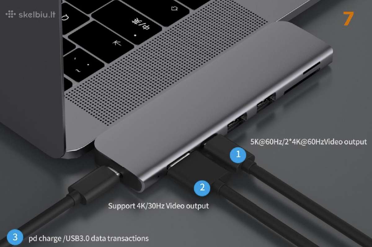 MacBook Pro, iPad Hub Type-c HD-4k, Hdmi Nauji - nuotraukos Nr. 4