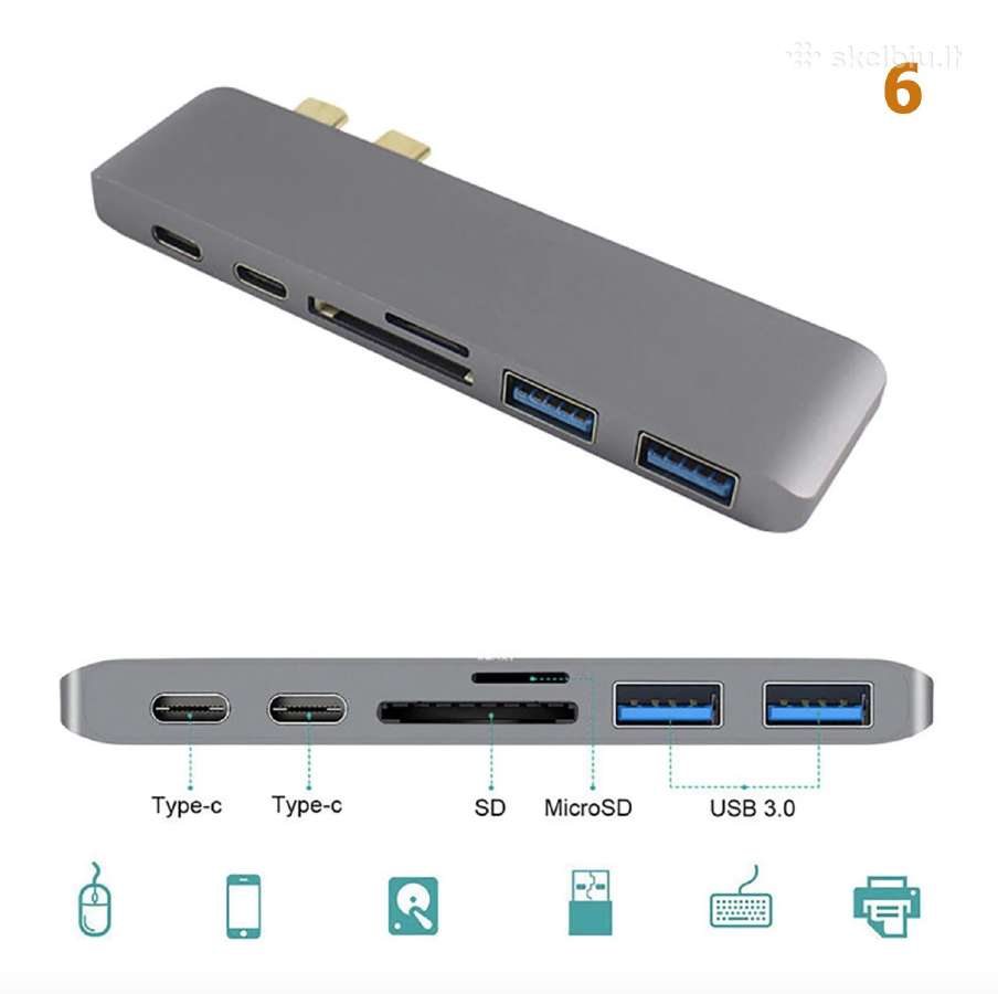 MacBook Pro, iPad Hub Type-c HD-4k, Hdmi Nauji - nuotraukos Nr. 8