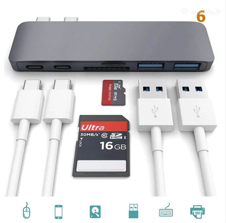 MacBook Pro, iPad Hub, Type-c HD-4k, Hdmi Nauji - nuotraukos Nr. 6