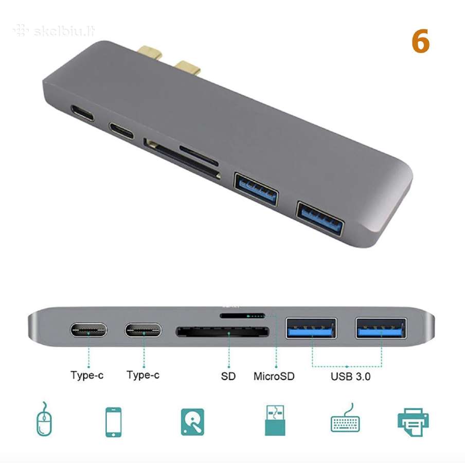 MacBook Pro, iPad Hub, Type-c HD-4k, Hdmi Nauji - nuotraukos Nr. 7