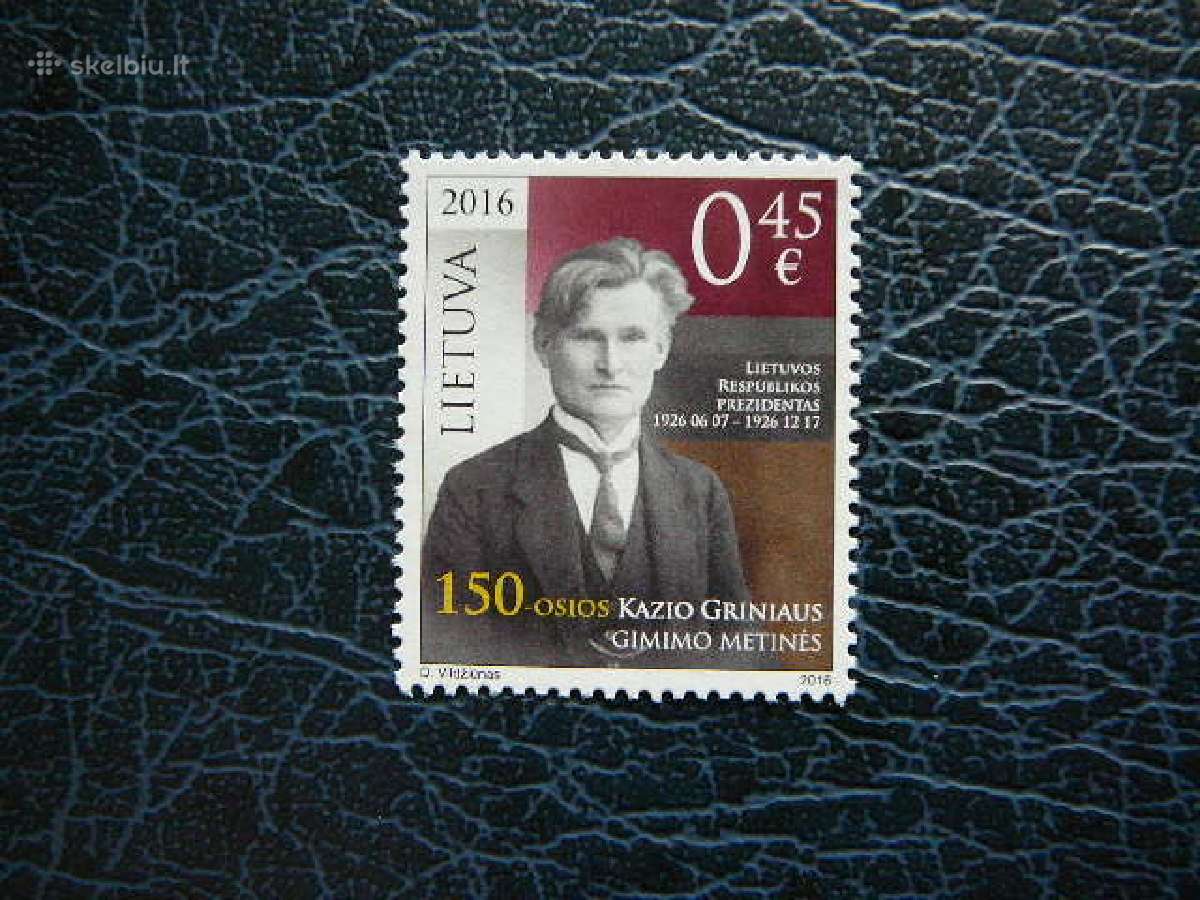 Lietuva 2016 K. Grinius svarus lit1226