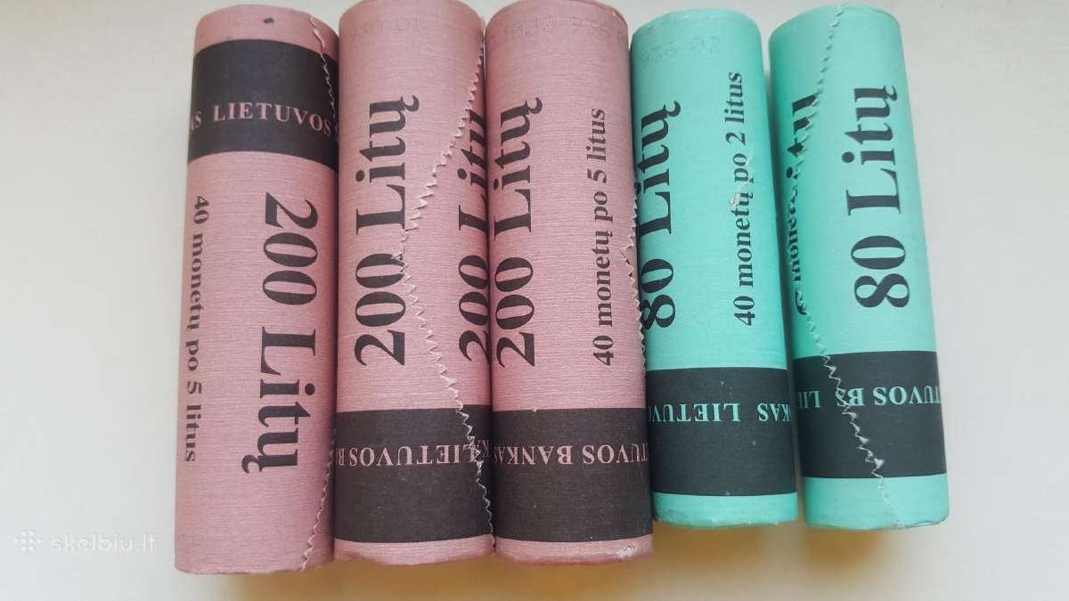 Litų ir eurų monetos ritinėliuose - nuotraukos Nr. 4