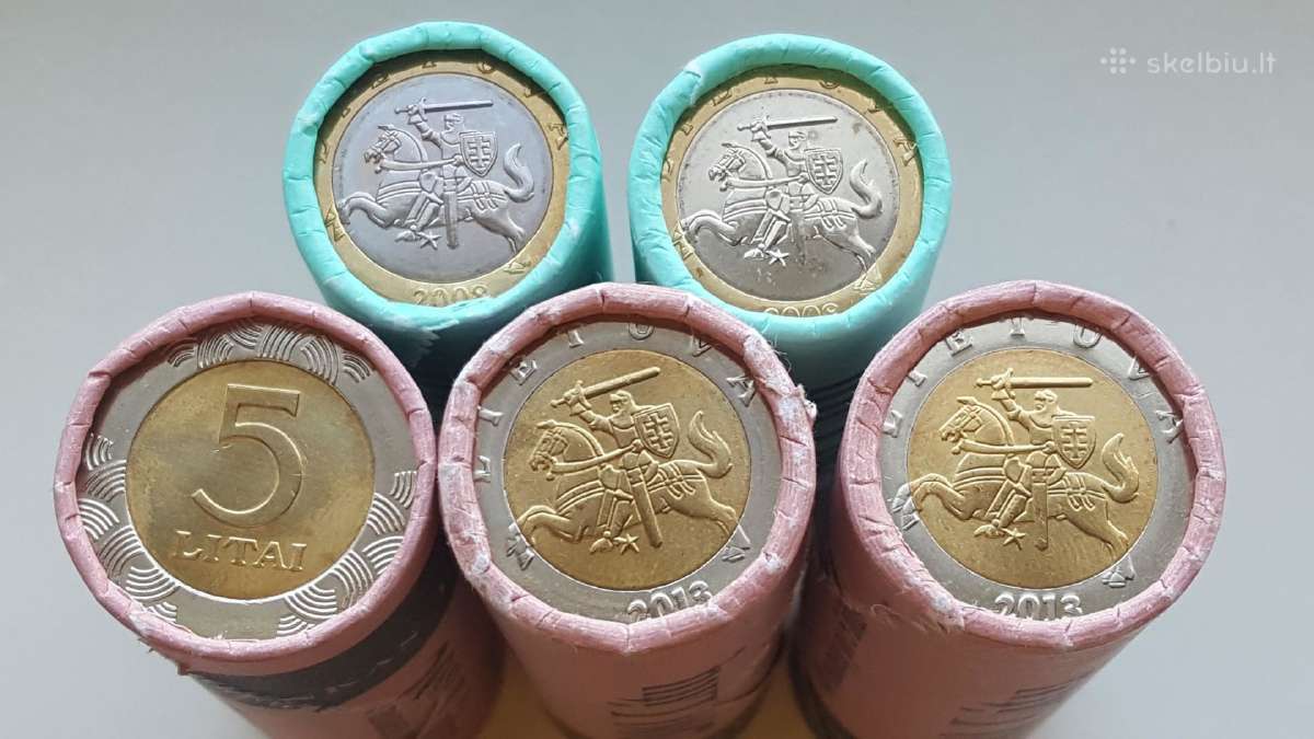 Litų ir eurų monetos ritinėliuose - nuotraukos Nr. 6