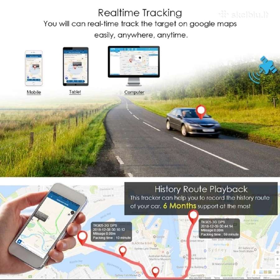 GPS seklys Tkstar tk905 veikimas iki 90 parų - nuotraukos Nr. 4