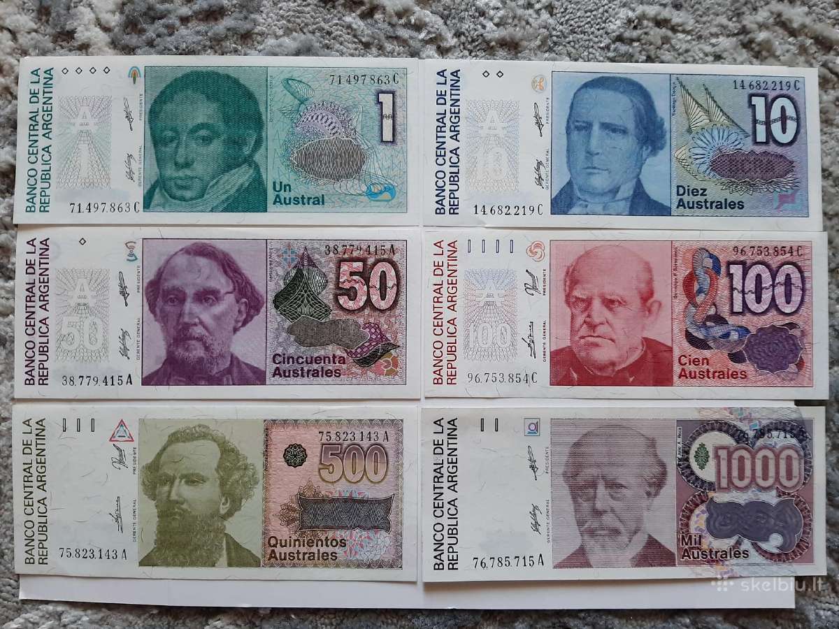 Argentinos banknotu rinkinys Unc 6vnt.-8€
