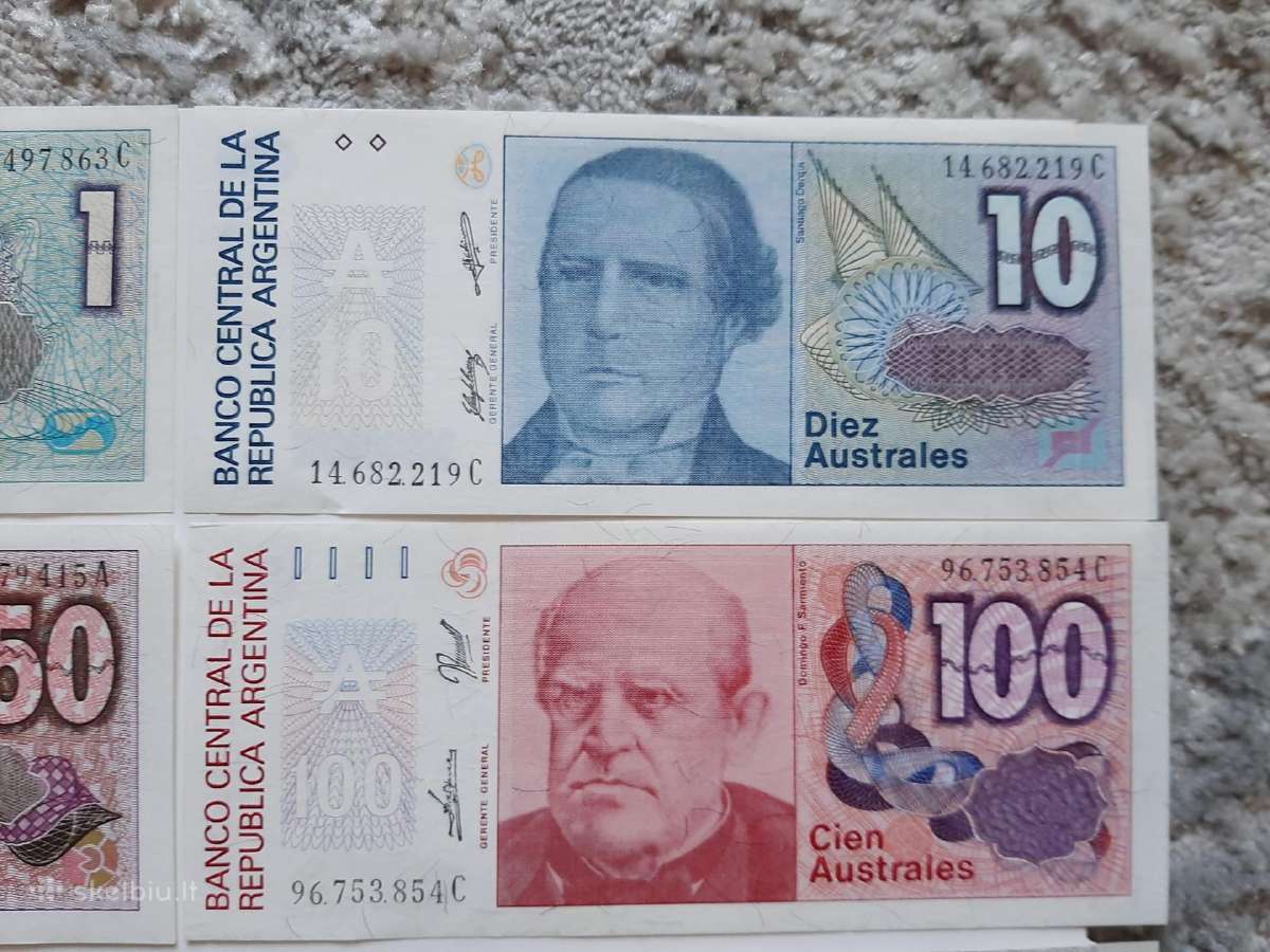 Argentinos banknotu rinkinys Unc 6vnt.-8€ - nuotraukos Nr. 3