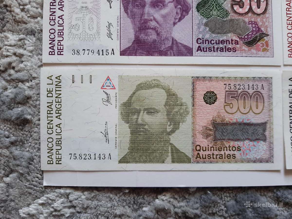 Argentinos banknotu rinkinys Unc 6vnt.-8€ - nuotraukos Nr. 4