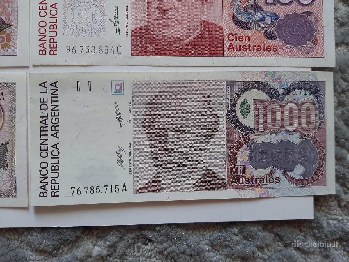 Argentinos banknotu rinkinys Unc 6vnt.-8€ - nuotraukos Nr. 5