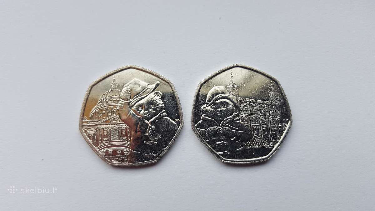 UK 2019m. 50 pensų Paddington monetos Unc