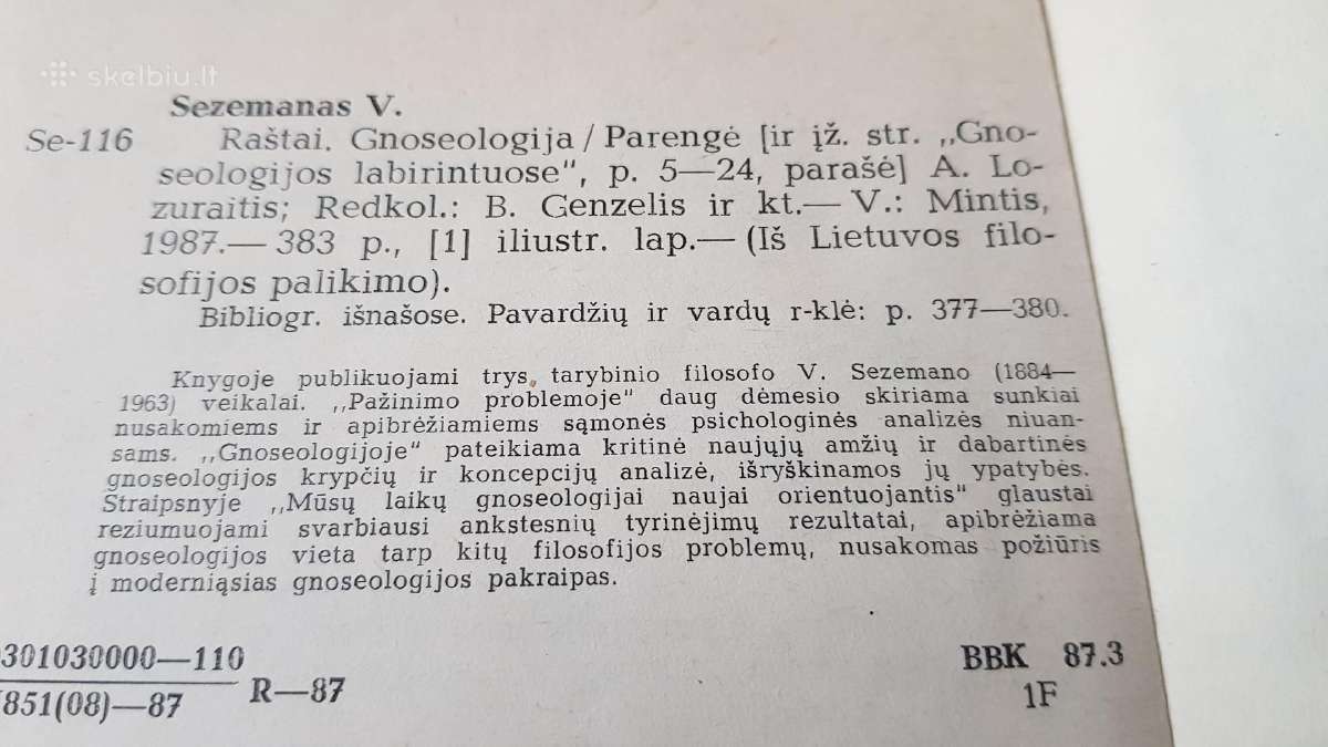 V. Sezemanas Raštai Gnoseologija - nuotraukos Nr. 3