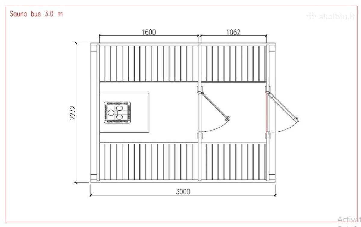 Kvadratinė sauna pirtis 3m - nuotraukos Nr. 15