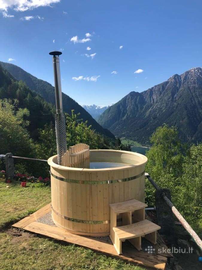 Plastikinis Lauko kubilas 1.60m su eglės apdaila