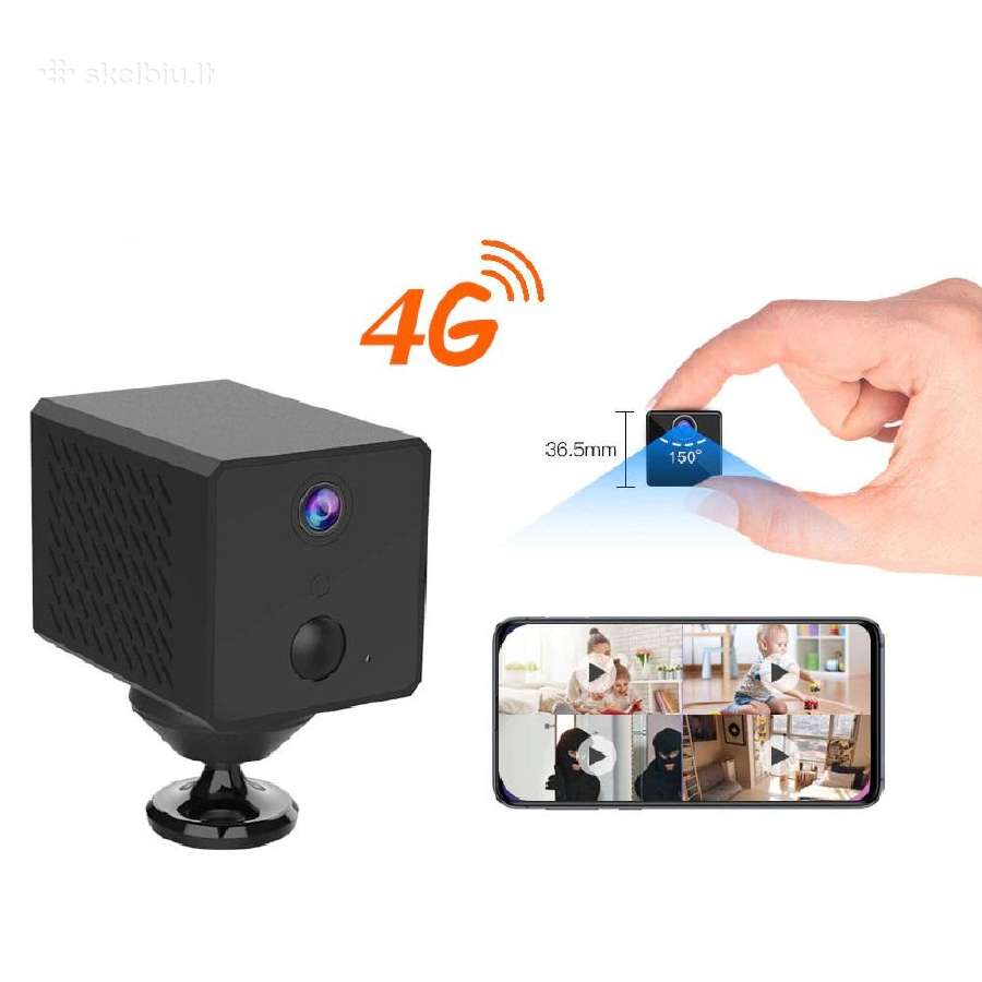 4G mini slapta kamera įkraunama baterija