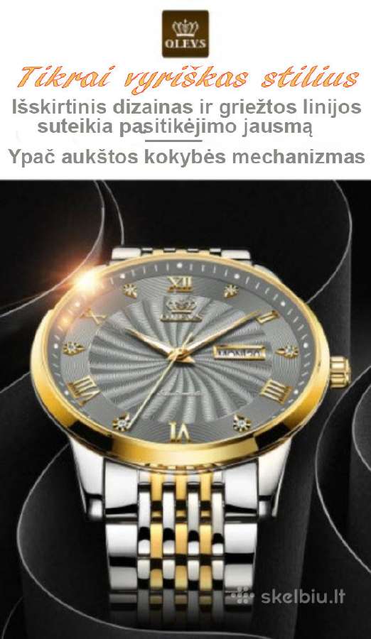 Laikrodis Olevs, mechaninis, atsparus, vyriškas - nuotraukos Nr. 4