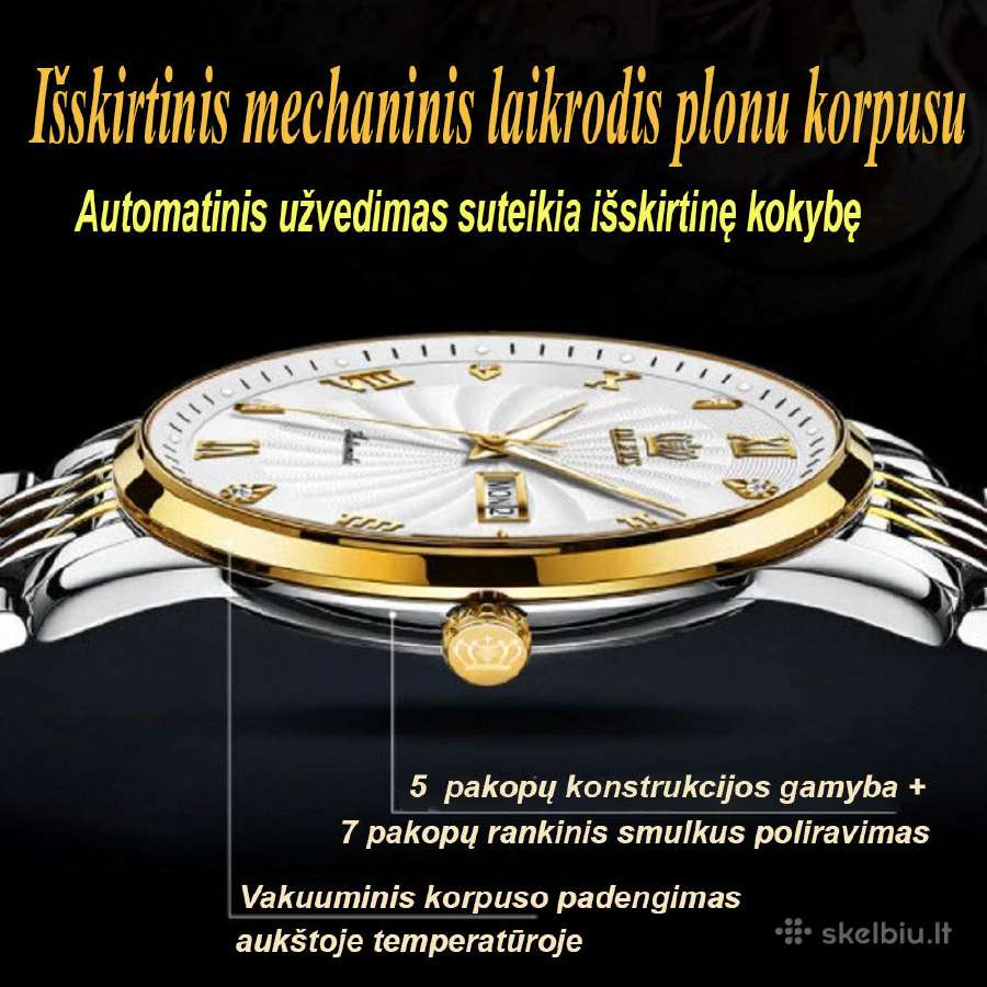 Laikrodis Olevs, mechaninis, atsparus, vyriškas - nuotraukos Nr. 7