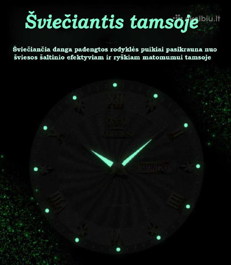 Laikrodis Olevs, mechaninis, atsparus, vyriškas - nuotraukos Nr. 11