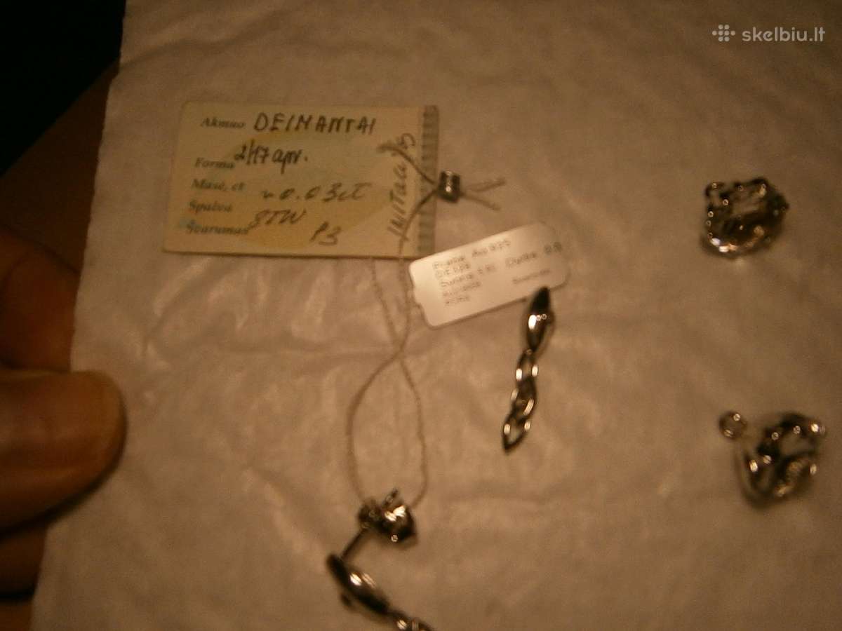 Sidabriniai auskarai su deimantais 0,03ct - nuotraukos Nr. 3