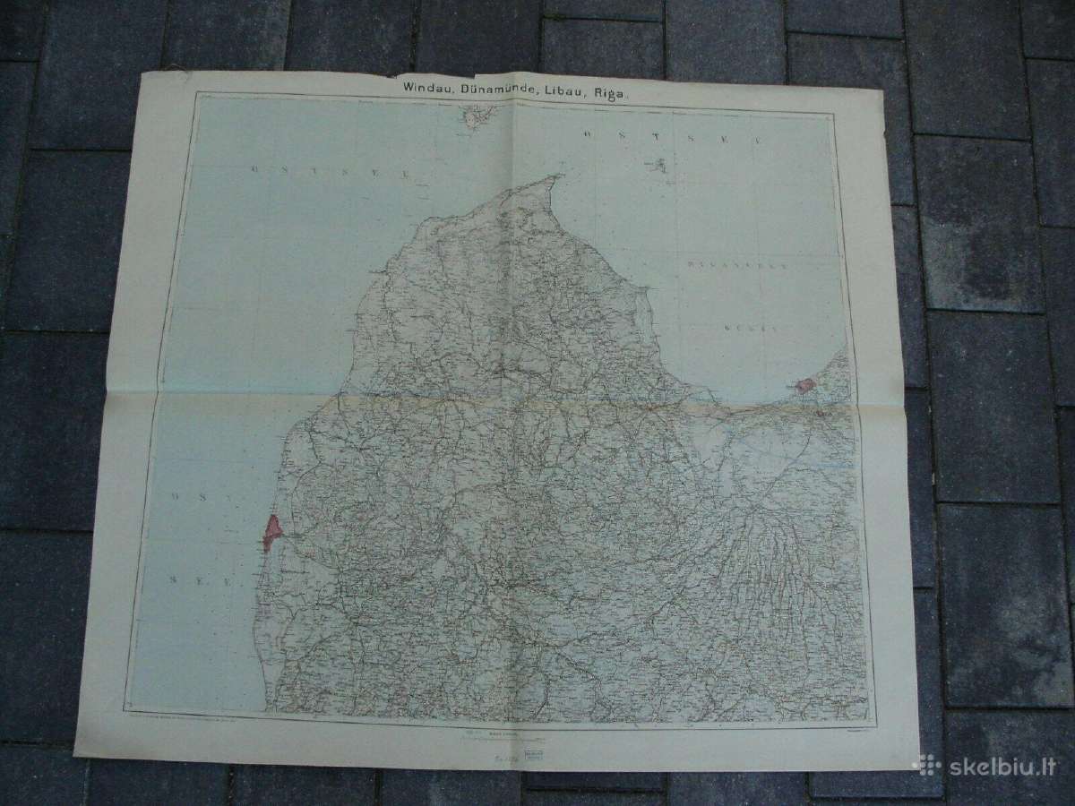 Žemėlapis 1915 m. (Windau, Dunamunde, Libau, Riga)