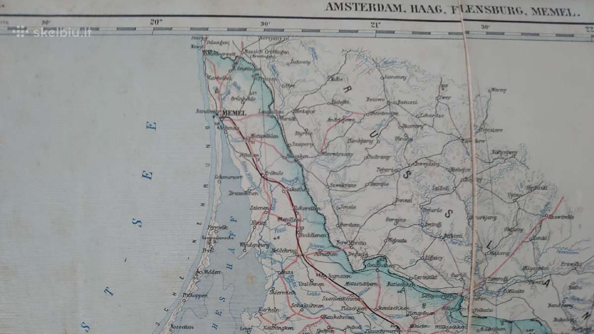 Žemėlapis Amsterdam, Haag, Flensburg, Memel 1885 m - nuotraukos Nr. 5