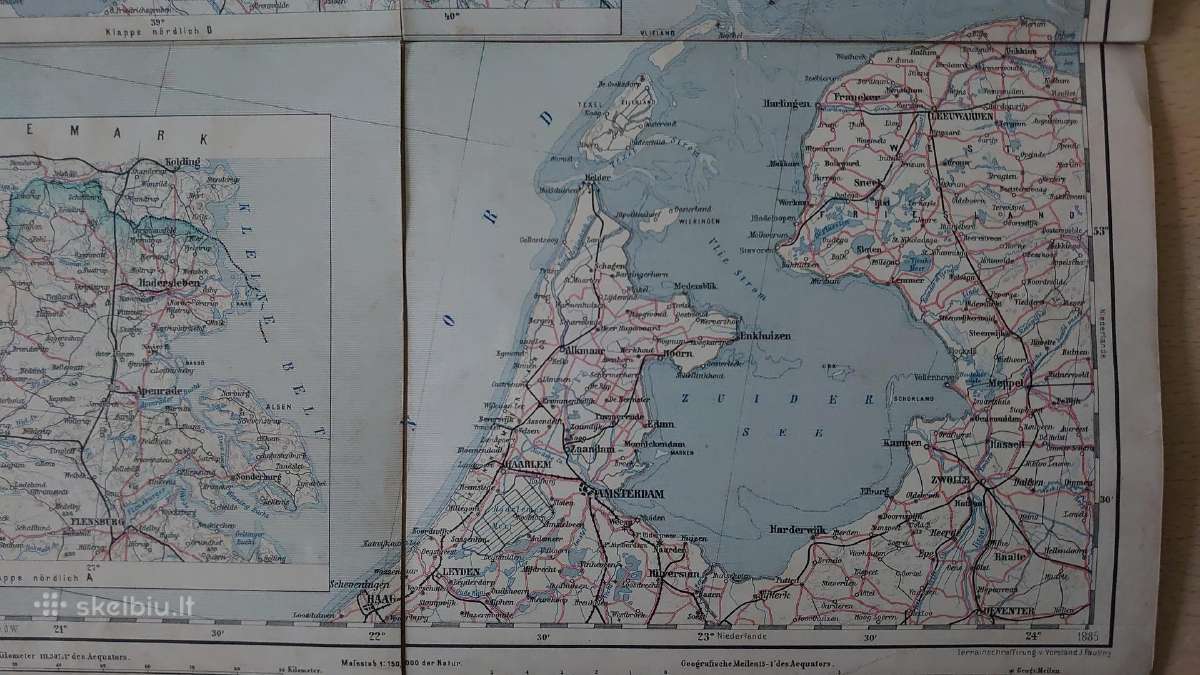 Žemėlapis Amsterdam, Haag, Flensburg, Memel 1885 m - nuotraukos Nr. 8