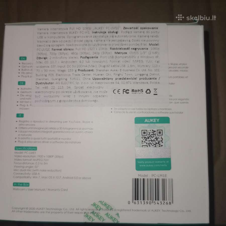 Internetinė Kamera Aukey Pc-lm1e Full HD Kmi-ake-0 - nuotraukos Nr. 2